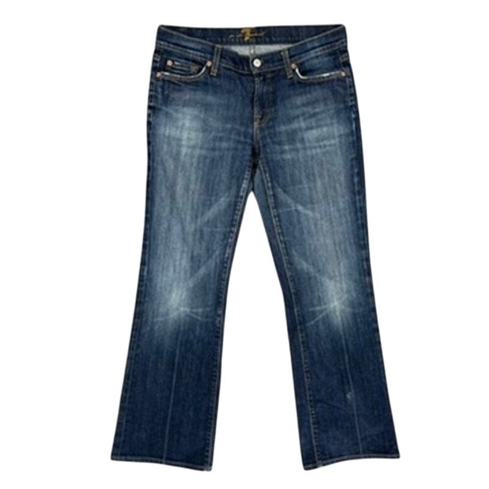 7 For All Mankind Bootcut Jeans 29 30" Inseam Medium Blue wash Whiskering